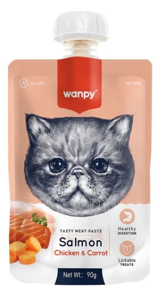 Wanpy Tasty Meat Paste Salmon Chicken & Carrot pişiklər üçün ilə qızılbalıq toyuq və yerkökü g üçün paştet 90 — Bakı