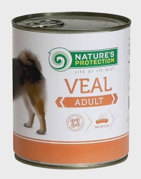 Nature’s Protection Adult Veal, bütün cins yetkin itlər üçün yaş yem, dana əti ilə, 400 q — Pet supplies