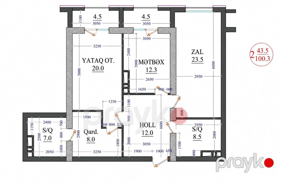 Satılır 2 otaqlı yeni tikili 100 m² — Mənzil, Bakı (9)