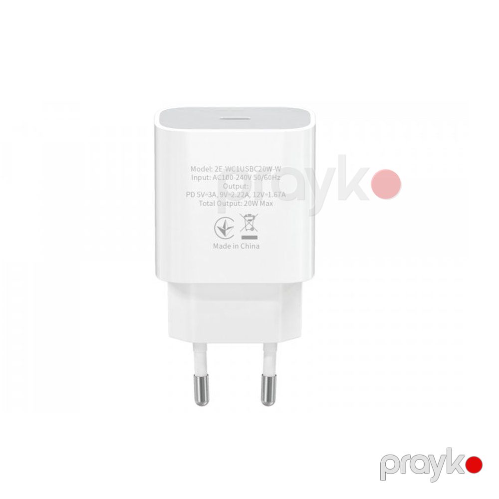 Adaptor 2Е Wall Charger USB QC3.0 DC5V/3A, Max 20W, white — Şarj cihazları, Bakı (3)