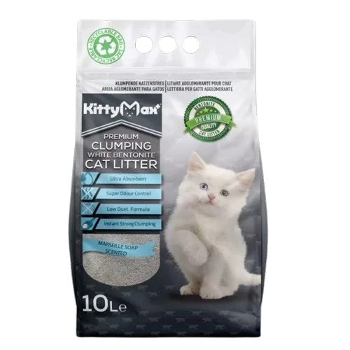 KittyMax Marseille Soap, sabun ətirli təbii topalaşan pişik qumu, 10 l — Zoo.az — Cats