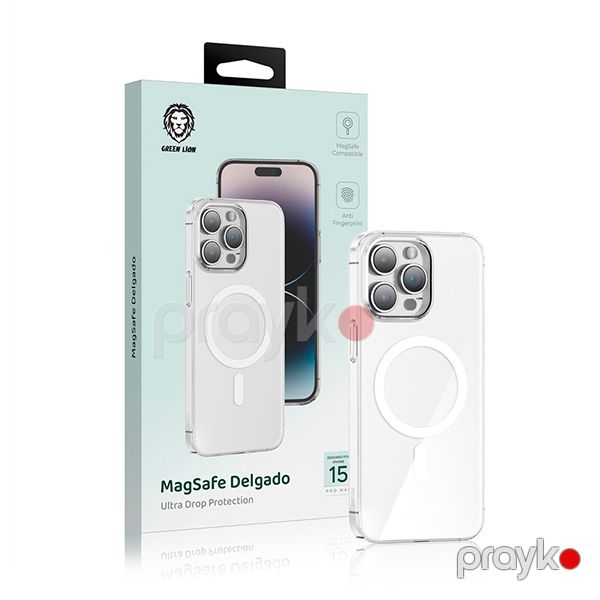 Green Lion Magsafe Delgado Case for iPhone 15 Pro Max - Clear Şəffaf — Mallar, Bakı (3)