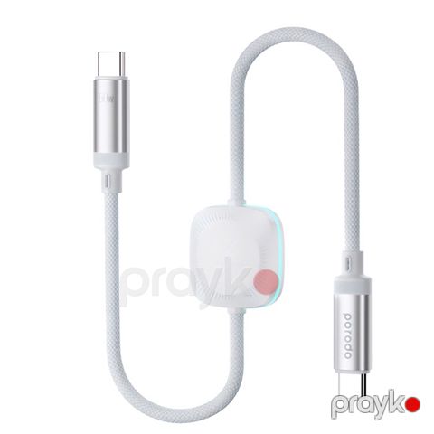 Porodo 2in1 Usb-c to Usb-c 60W Cable with Wireless Watch Charger 1.2M White — Bakı
