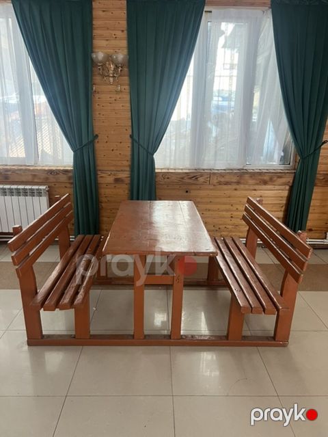 Taxta skamya və stol dəsti (10 dəst) - Material: tam ağac (taxta — Bakı