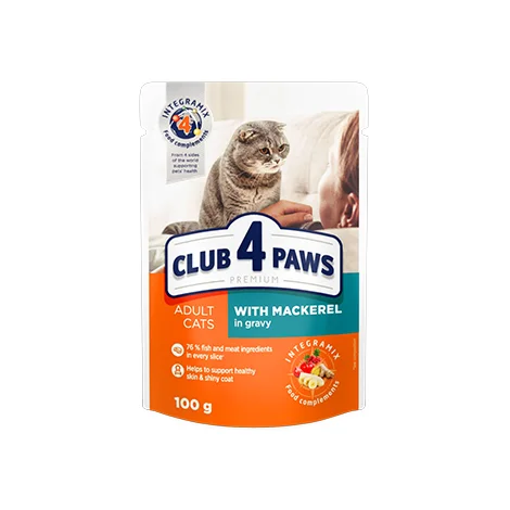 Club 4 Paws yaş pişik yemi skumbriya ilə zərif sousda, 100 q — Bakı