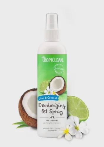 TropiClean, pişiklər və itlər üçün təravətləndirici ətir spreyi, laym və kokos, 236 ml — Kediler