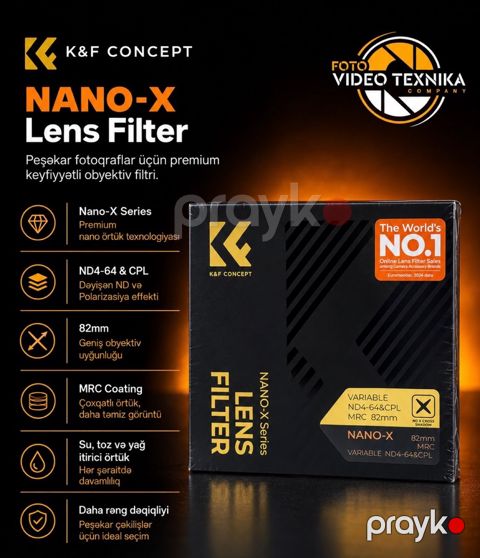 K&F Concept Nano-X Variable ND4–64 & CPL 82mm — Bakı