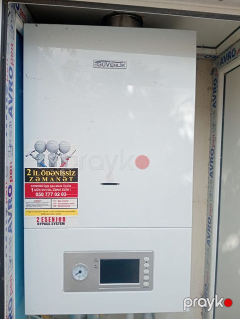 Qaz kombi sistemi və radiatorlar - Divara quraşdırılan qaz kombisi — Gəncə
