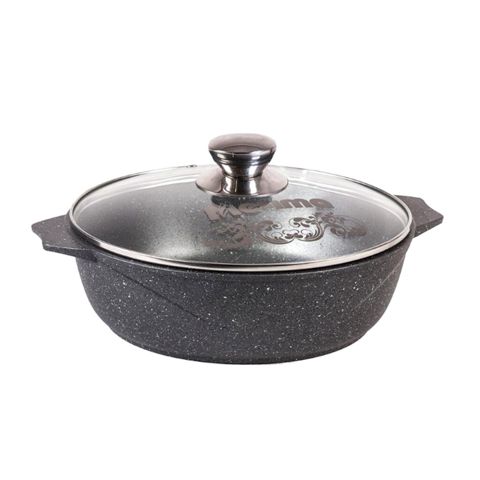 Manqal "Мечта Гранит" 36701, 6 l, alüminium, iki tutacaqlı, qapaqlı, boz — Bakı