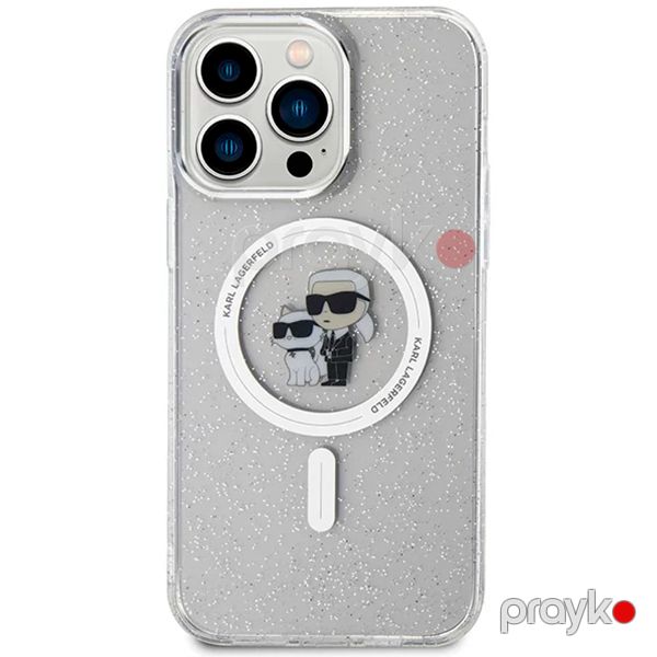 Karl Lagerfeld Magsafe IML with Karl & Choupette Heads Glitter Case for iPhone 15 Pro Max Clear — Mallar, Bakı (3)