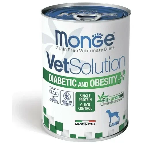 Monge VetSolution Dog Diabetic and Obesity, diabet və artıq çəkisi olan itlər üçün 400 qramlıq baytarlıq pəhrizidir — Bakı