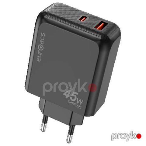 Adapter başlıq PD 45W Euroacs EU-MA305 USB Tf+sf Black — Bakı