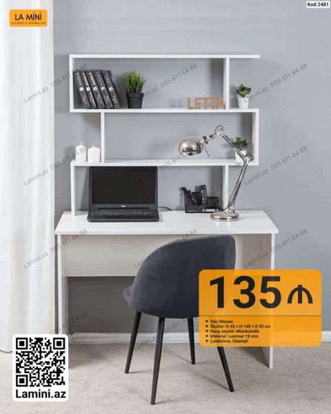 LA Mını – Yazı masası və üst rəfli iş guşəsi Ölçülər: D 45 H 140 — Bakı