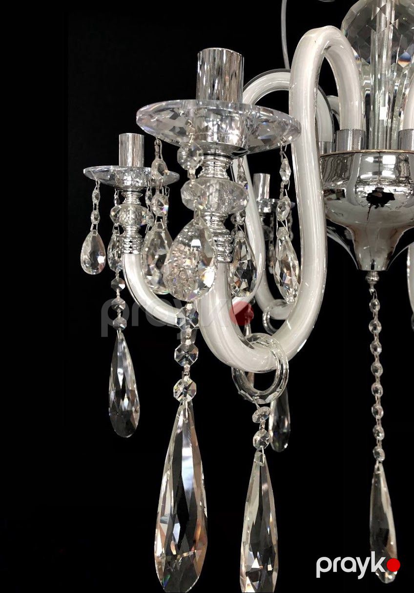Asma çılçıraq Ağ Flaminqo 8 lampa, E14 - N AĞ FLAMİNQO-8 — Mallar, Bakı (2)