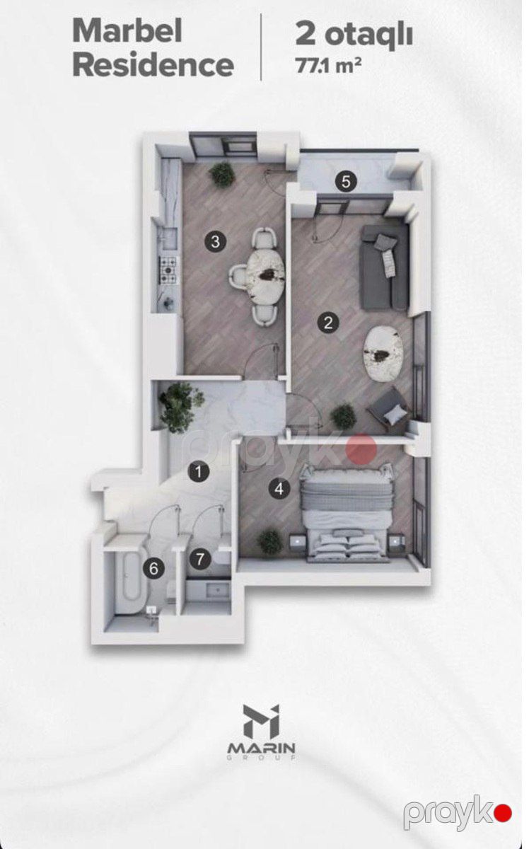 Satılır 2 otaqlı yeni tikili 77 m² — Mənzil, Bakı (7)