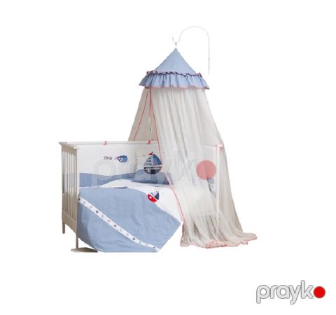 Beşik üçün örtük Funna baby Romantiсa, 8 m, tül, ağ/mavi — Bakı