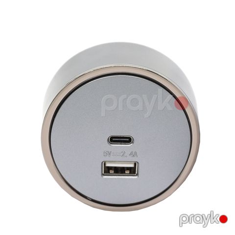 USB + type c taxıc yuvası aulmo SPQ-017 boz — Bakı