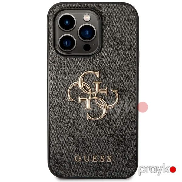 Guess PU Leather Case with 4G Metal Logo for iPhone 15 Pro Grey — Mallar, Bakı (3)