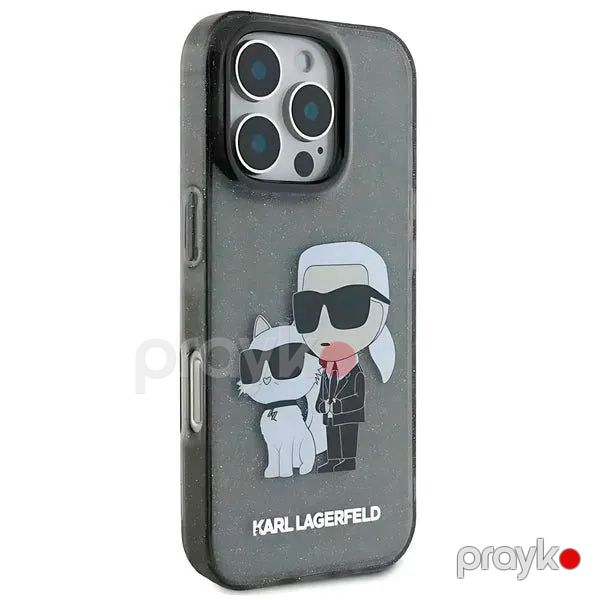 Karl Lagerfeld IML Glitter Hard Case With NFT Karl & Choupette Logo For iPhone 16 Pro Max (KLHCP16XHNKCTGK) Black — Mallar, Bakı (3)