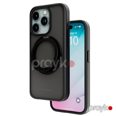 Levelo MagSafe Ringo Multi-Functional Kickstand Case For iPhone 15 Pro Max Black — Bakı