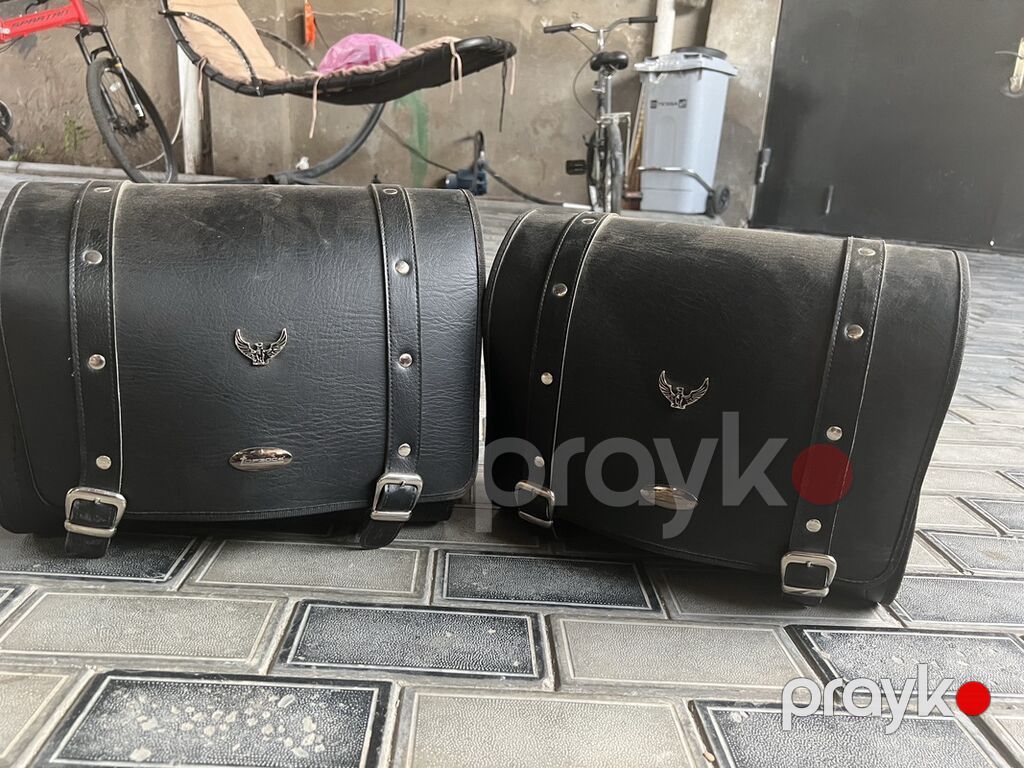 Motosiklet üçün yan çantalar (cüt) - Material: qara süni dəri, möhkəm — Motosiklet geyimi, Masazır (3)
