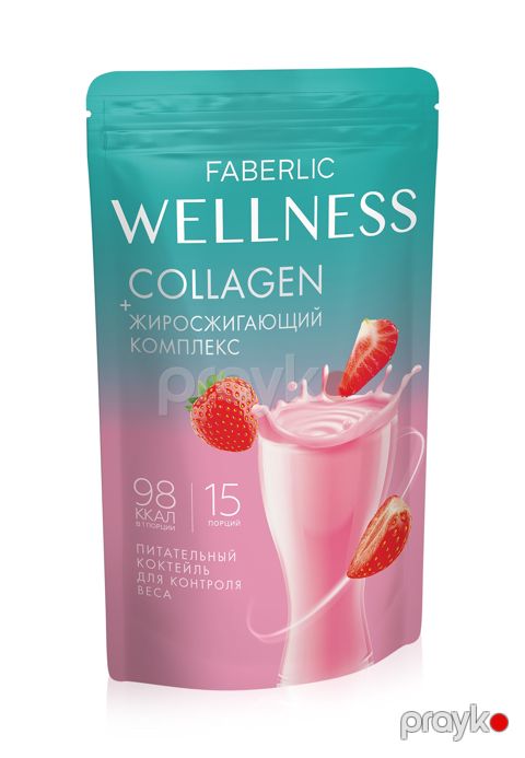 Протеиновый коктейль с коллагеном и жиросжигающим комплексом Wellness, вкус Клубника — Bakı