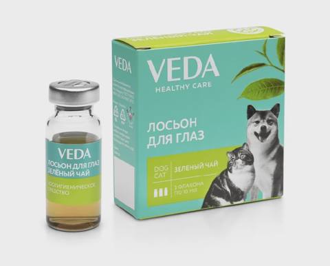 Veda, pişiklər və itlər üçün yaşıl çaylı gigiyenik göz losyonu, 10 ml, 3 fl — Мышыктар