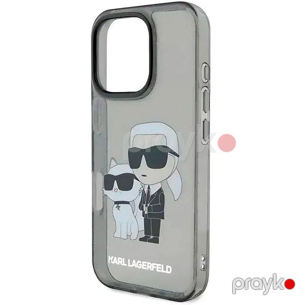 Karl Lagerfeld IML Glitter Hard Case With NFT Karl & Choupette Logo For iPhone 16 Pro Max (KLHCP16XHNKCTGK) Black — Mallar, Bakı (4)
