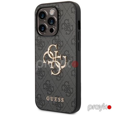 Guess PU Leather Case with 4G Metal Logo for iPhone 15 Pro Max Grey — Bakı