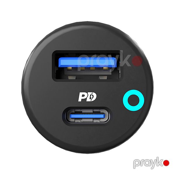 Powerology Dual Port LED Car Charger PD 20W+QC 18W Black — Mallar, Bakı (2)