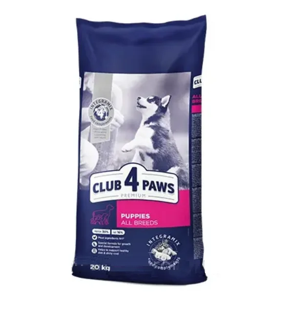 Club 4 Paws, bütün cinslərdən olan bala itlər üçün quru yem (bütöv kisə, 20 kq) — Bakı