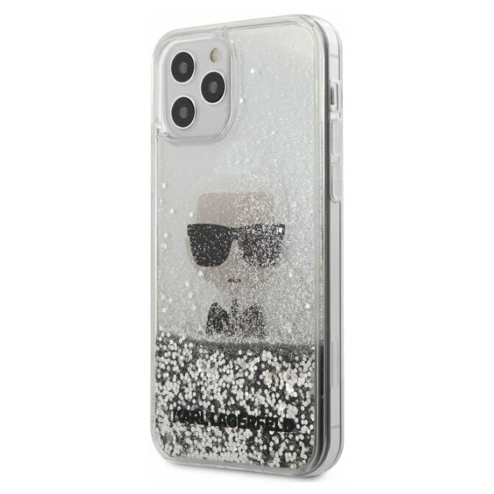 Case Karl Lagerfeld Liquid Glitter Ikonik Karl (KLHCP12MGLIKSL) for iPhone 12/12 Pro (Silver) Silver — Mallar, Bakı (3)
