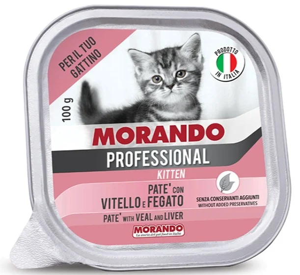 Morando Professional, pişik balaları, dana əti və qaraciyər paşteti üçün yaş yem, 100 q — Zoo.az — Cats