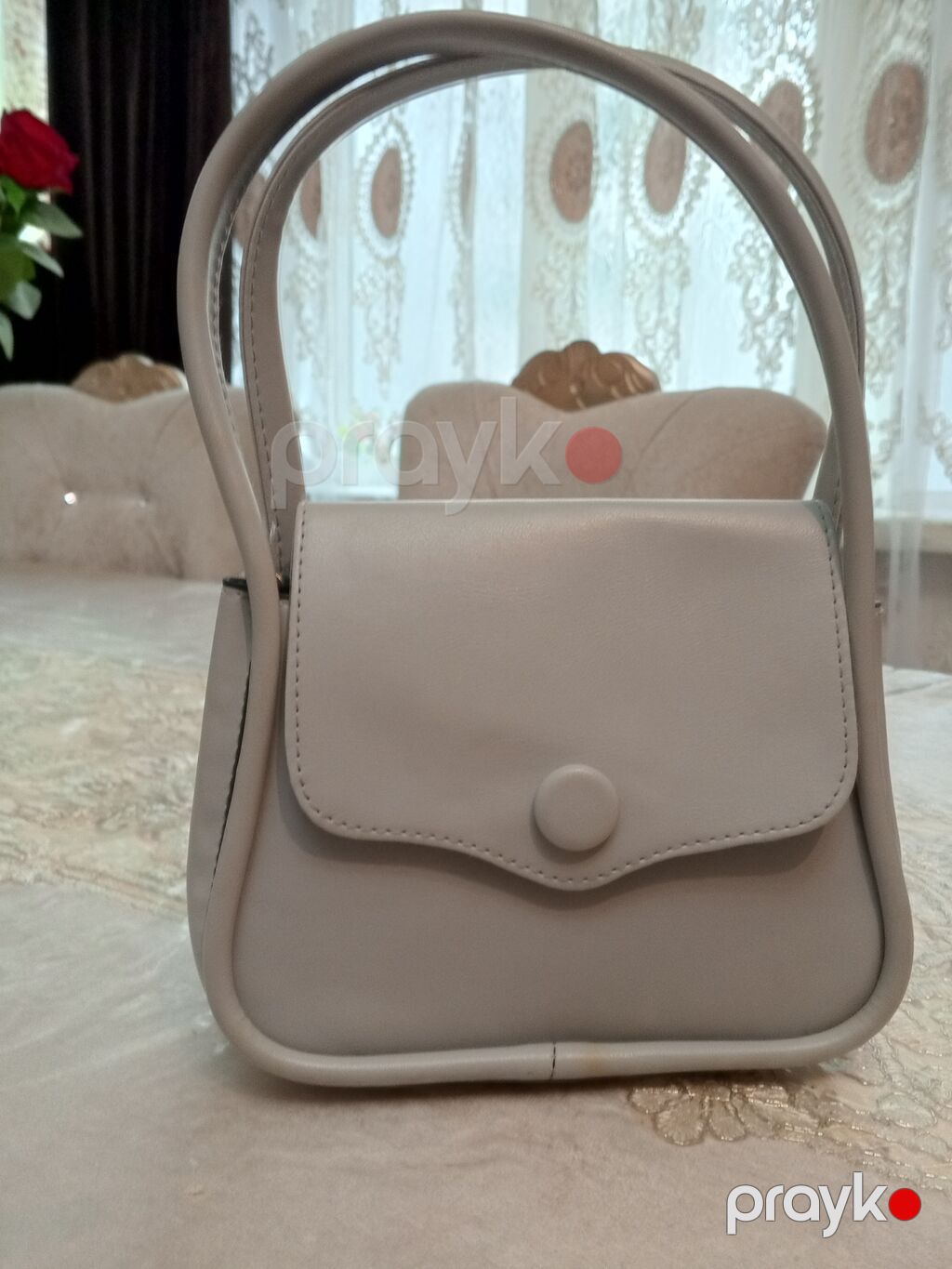 Minimalist dizayna malik, açıq boz rəngli qadın əl çantası — Çantalar, çamadanlar, cüzdanlar, Gəncə (2)