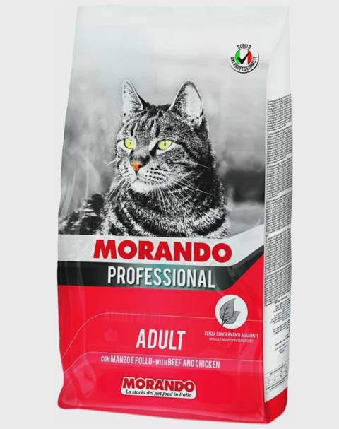 Morando, yetkin pişiklər üçün quru yem, mal əti və toyuqla (çəki ilə) — Мышыктар