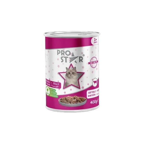 Prostar yaş pişik yemi mal əti ilə jele içində, 400 q — Zoo.az — Cats