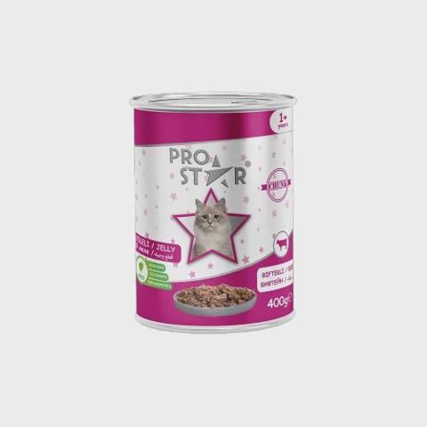 Prostar, pişiklər üçün yaş yem, jele içində mal əti ilə, 400 q — Kediler