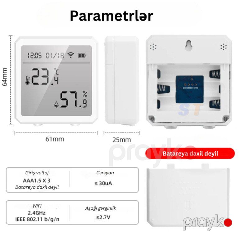 Ağıllı WiFi temperatur və nəmişlik sensoru — Ağıllı ev və təhlükəsizlik, Bakı (3)