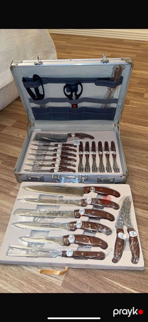 Mətbəx üçün premium bıçaq dəsti – metal çamadanla - Komplekt metal — Bakı