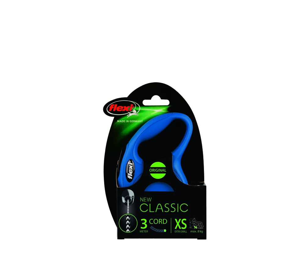 8 kq-a qədər itlər üçün Flexi Blue Classic XS Cord 3 m geri çəkilə bilən kabel qayışı (mavi) — Bakı