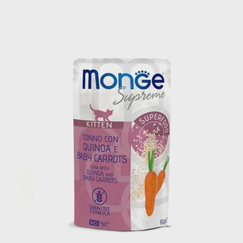 Monge Supreme Kitten, pişik balaları üçün yaş yem, ton balığı, kinoa və mini yerkökü ilə, 80 q — Мышыктар