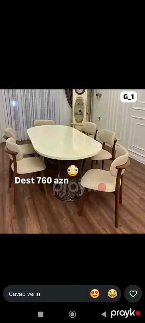 Mebel dəsti və ayrı-ayrı elementlər 1) Yemək masasının dəsti – 6 stul — Bakı