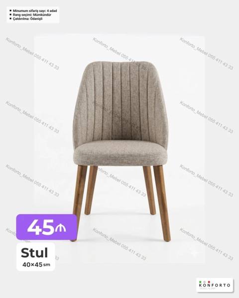 Stul – 40×45 sm - Yumşaq parça oturacaq və bel hissəsi, şaquli tikiş — Орындықтар