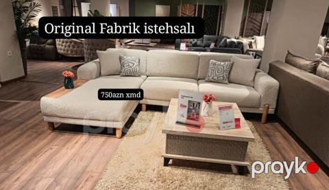 Original fabrik istehsalı künc divan dəsti - L-şəkilli geniş künc — Bakı