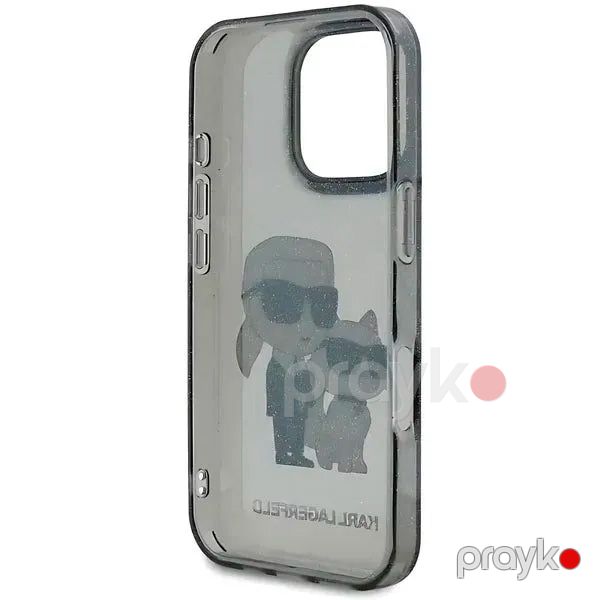 Karl Lagerfeld IML Glitter Hard Case With NFT Karl & Choupette Logo For iPhone 16 Pro Max (KLHCP16XHNKCTGK) Black — Mallar, Bakı (5)
