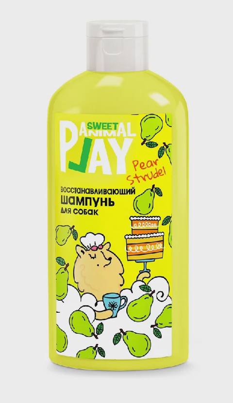 Animal Sweet Play, itlər və pişiklər üçün bərpaedici şampun, armud ştrudeli, 300 ml — Pişiklər