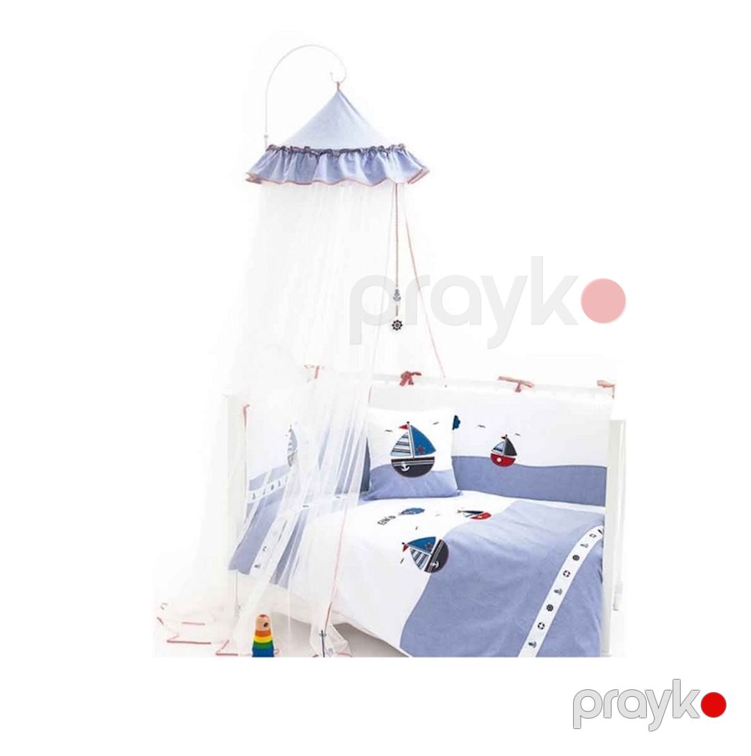 Beşik üçün örtük Funna baby Romantiсa, 8 m, tül, ağ/mavi — Mallar, Bakı (2)
