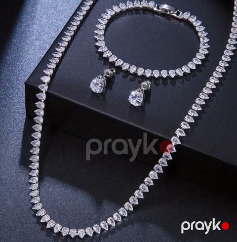 Bijuteriya dəsti boyunbağı, qolbaq və sırğa 9869, paslanmayan polad