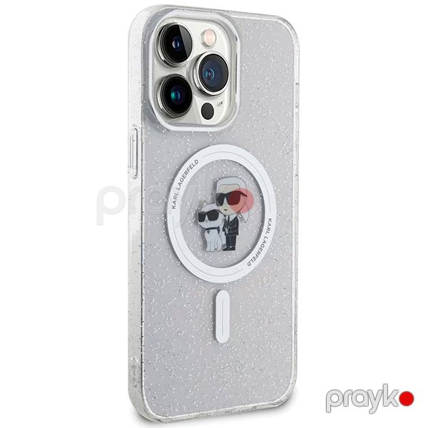 Karl Lagerfeld Magsafe IML with Karl & Choupette Heads Glitter Case for iPhone 15 Pro Max Clear — Mallar, Bakı (4)