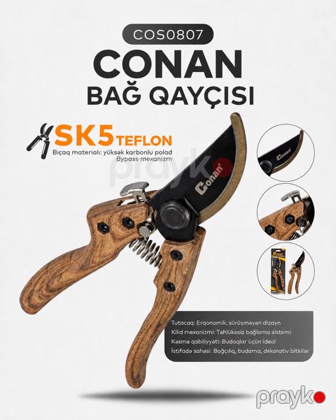 Bağban qayçısı Conan, budaqlar üçün, paslanmayan polad, 25 sm — Bakı